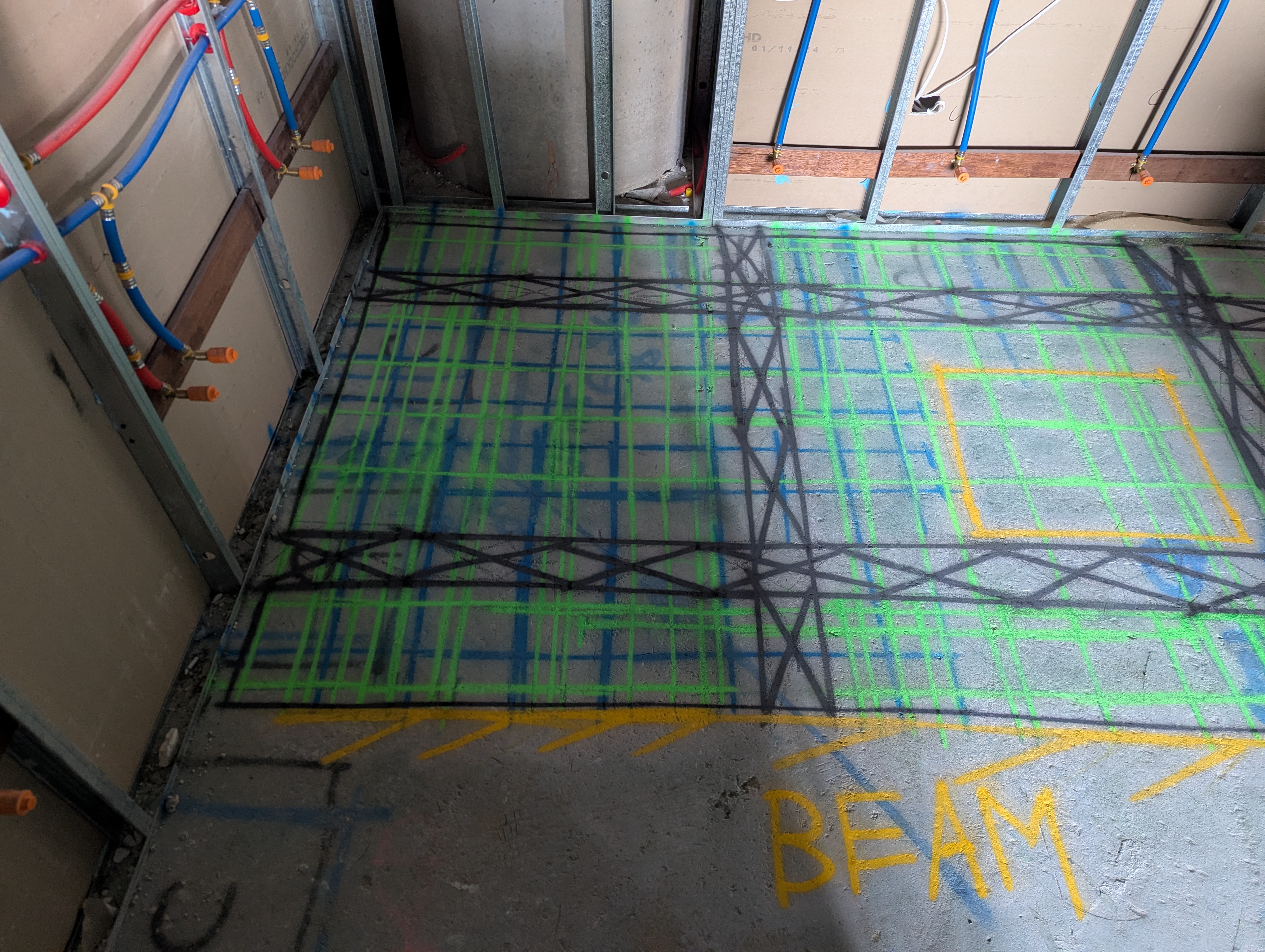 Large concrete slab GPR survey marked out on site — Sydney